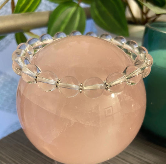 Clear Quartz Classic 8mm Bracelet, handmade 8mm genuine gemstone stretch beaded bracelet for spiritual protection