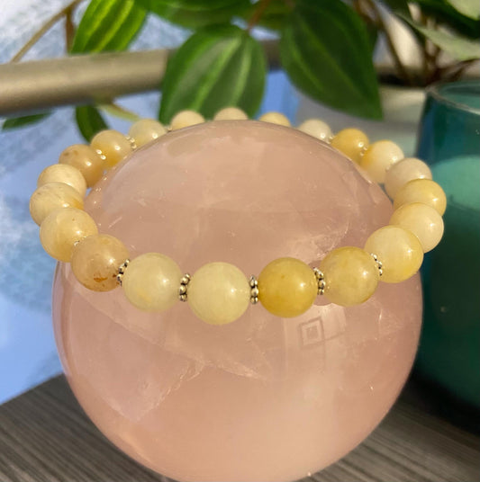 Topaz Classic 8mm Bracelet, handmade 8mm genuine gemstone stretch beaded bracelet for spiritual protection