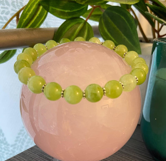 Peridot Classic 8mm Bracelet, handmade 8mm genuine gemstone stretch beaded bracelet for spiritual protection